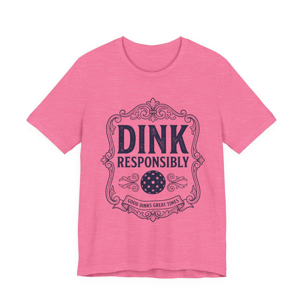 Dink Responsibly vintage pickleball t-shirt in a light colorway with navy Good Dinks Great Times graphic