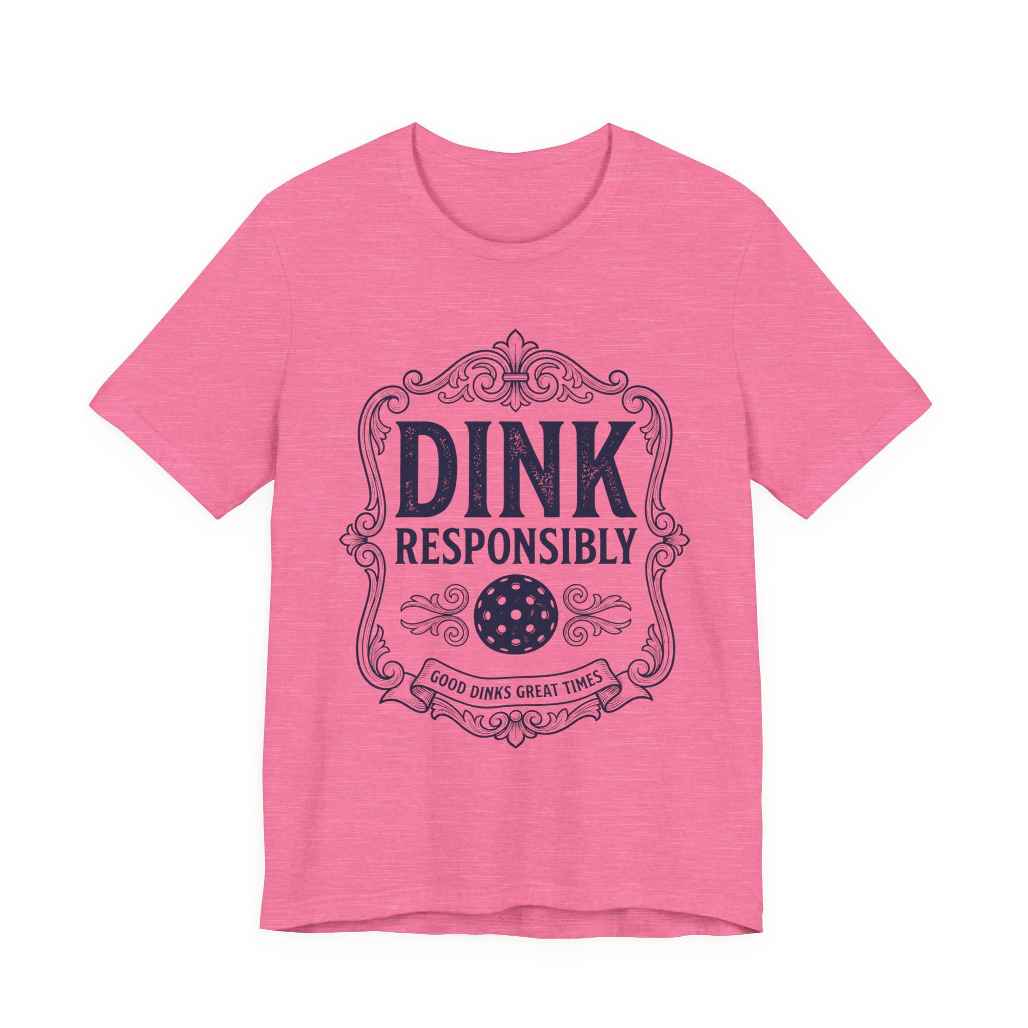 Dink Responsibly vintage pickleball t-shirt in a light colorway with navy Good Dinks Great Times graphic