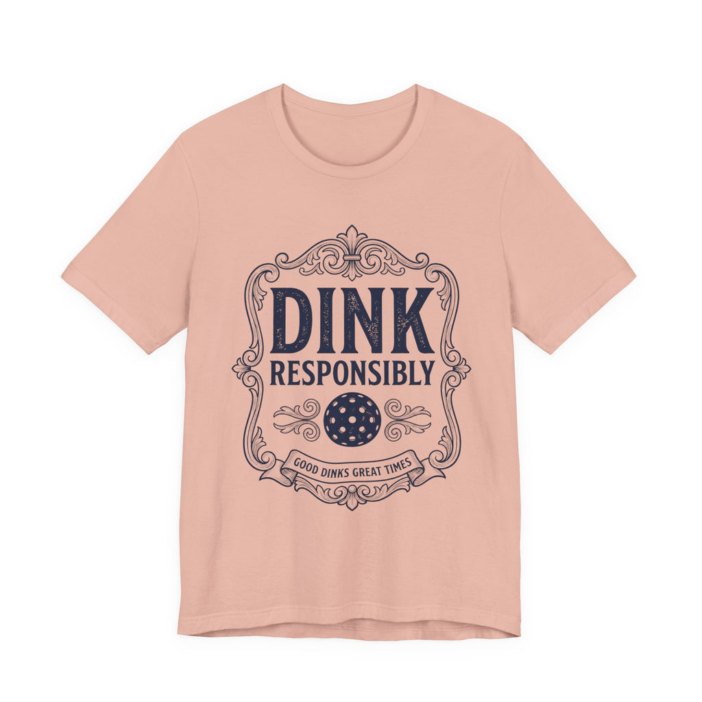 Dink Responsibly vintage pickleball t-shirt in a light colorway with navy Good Dinks Great Times graphic