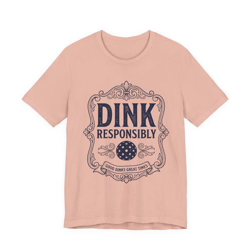 Dink Responsibly vintage pickleball t-shirt in a light colorway with navy Good Dinks Great Times graphic