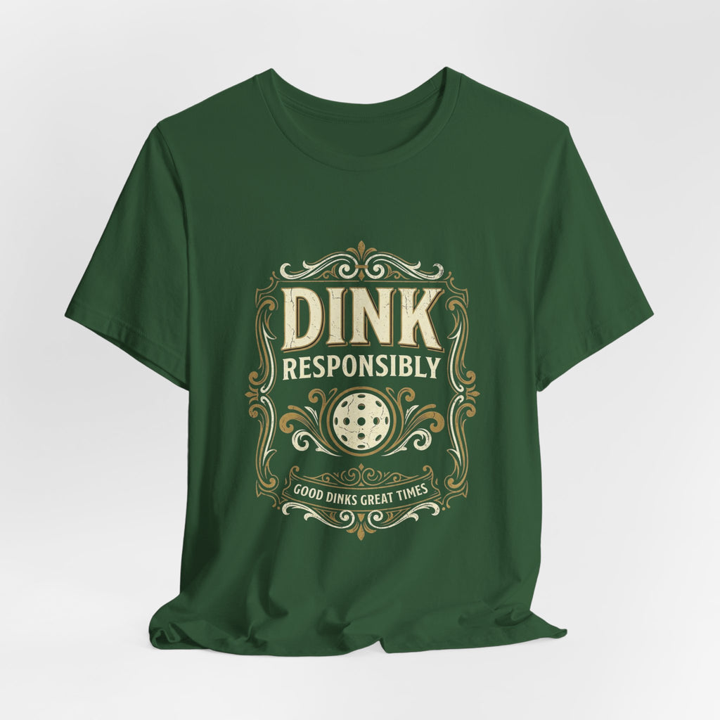 Dink Responsibly Pickleball T-Shirt – Vintage Label Tee (Dark Colors)