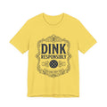 Dink Responsibly vintage pickleball t-shirt in a light colorway with navy Good Dinks Great Times graphic