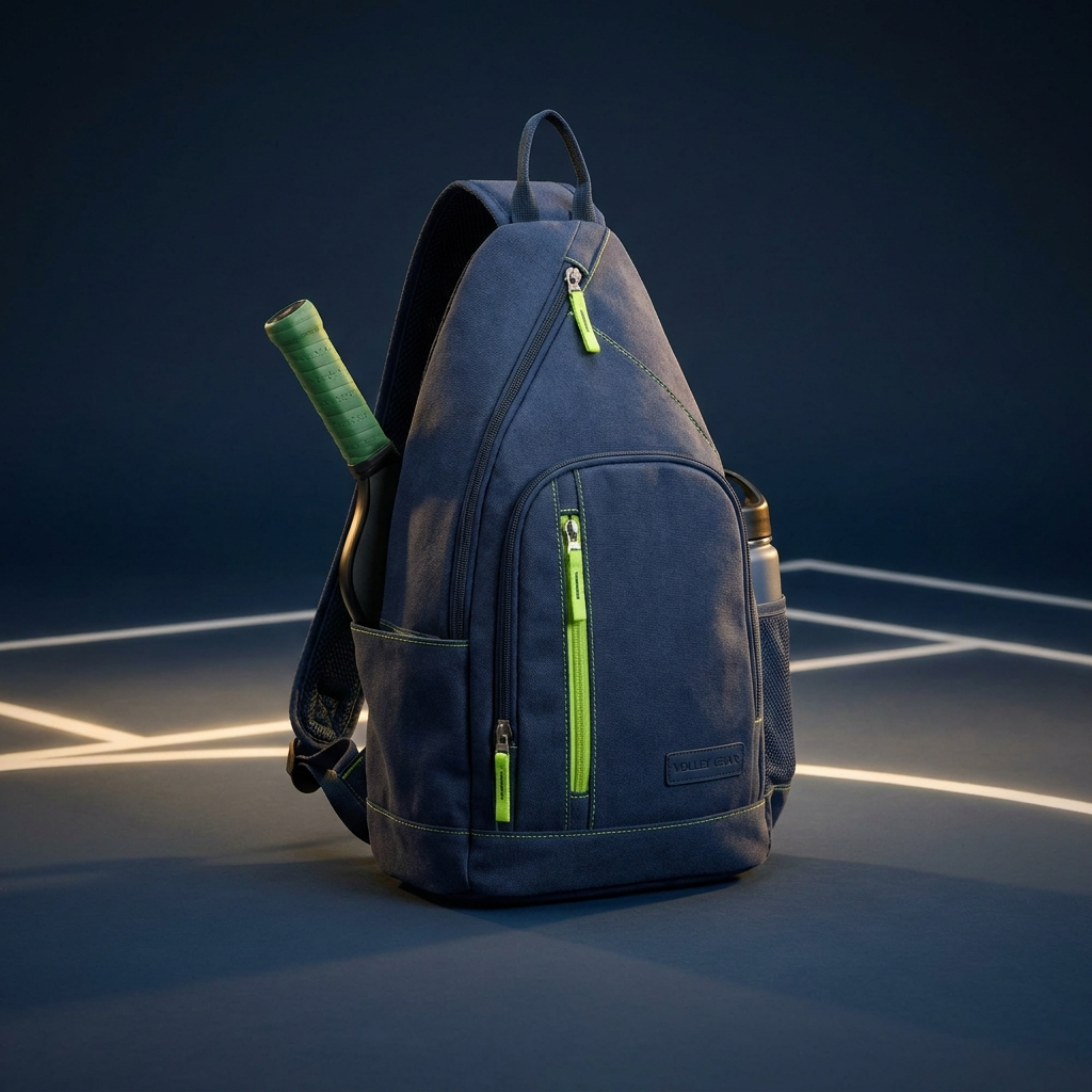 Navy pickleball sling backpack with paddle pocket