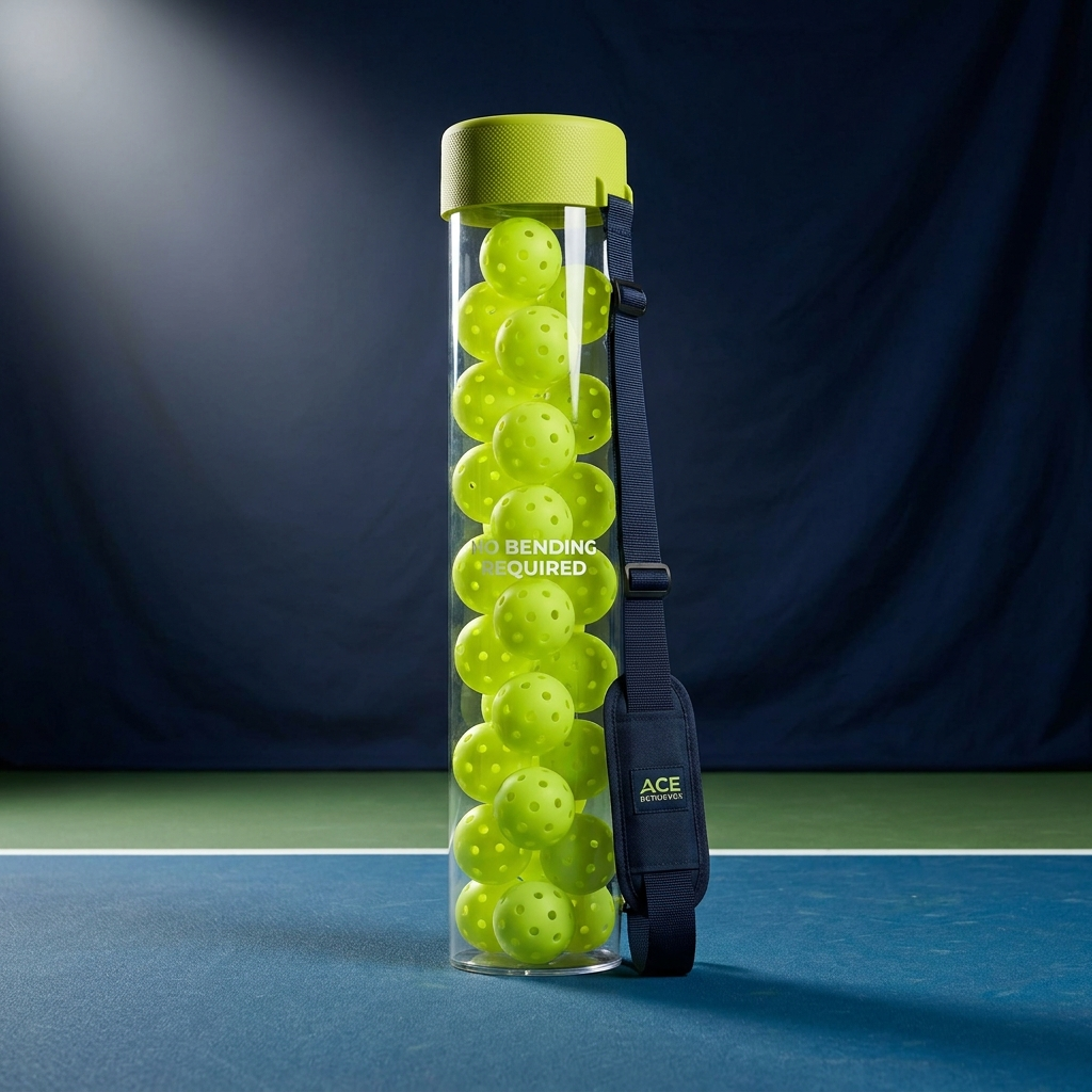 Clear pickleball retriever tube filled with balls